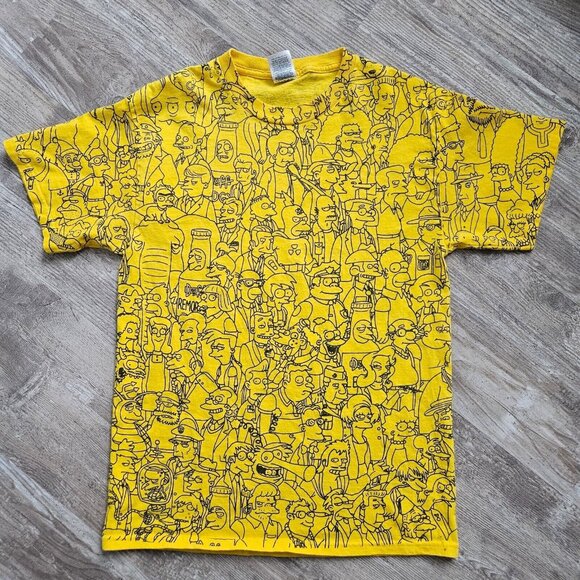 Delta T Shirt The Simpson All Over Print Graphic Bart Homer Yellow Vintage 90s M - Picture 1 of 15